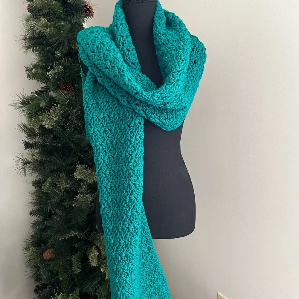 Chic Teal Crochet Scarf/Wrap/Shawl